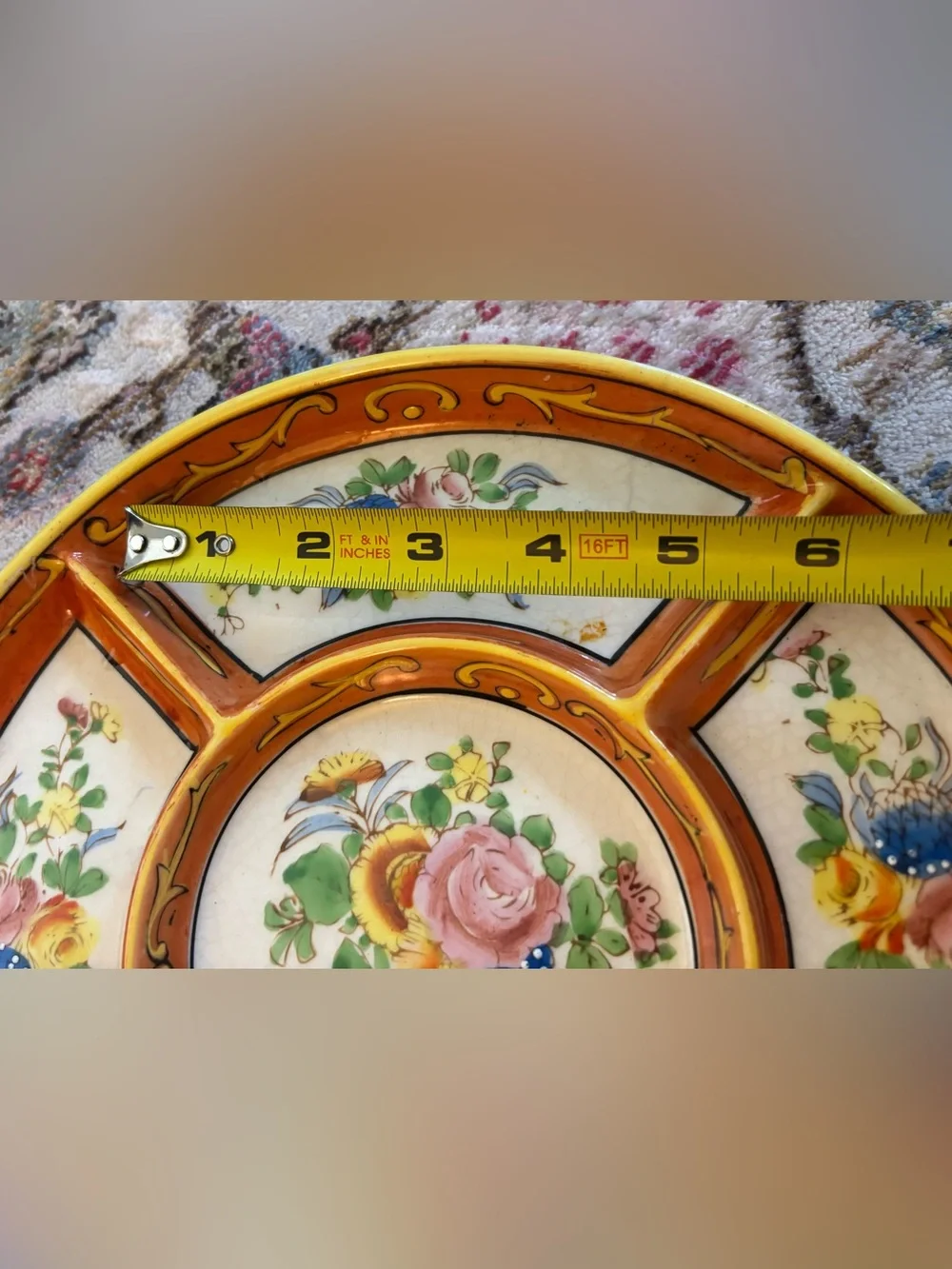 Vintage Japanese Moriyama Mori-Machi Hand-Painted Divided Relish Serving Plate